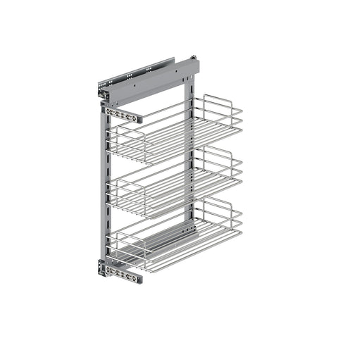 Uittrekbare keukenorganizer met 3 niveaus voor lade, staal, 30x48 cm