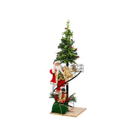 Kerstdecoratie van de kerstman op een ladder met muziek 140 cm