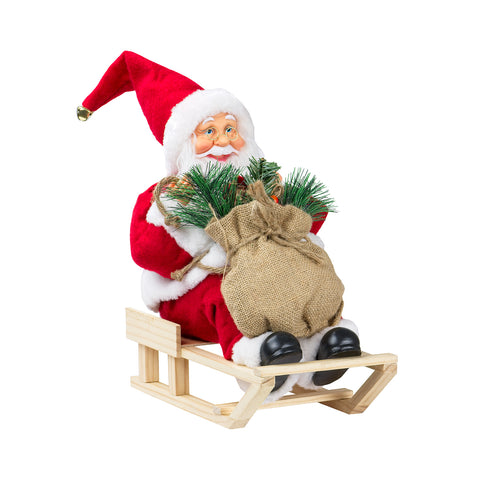 Decoratie van de kerstman op een slee 45 x 20 x 30 cm