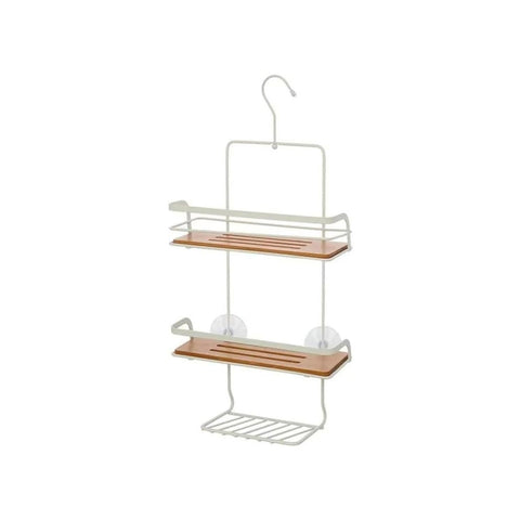 immagine-1-feridras-mensola-con-gancio-da-doccia-a-3-ripiani-in-bambu-in-acciaio-bianco-26x55x10cm-ean-8056471564000
