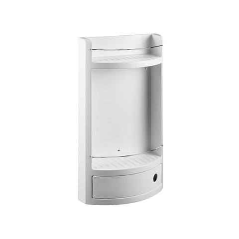 Mensola Per Bagno A 2 Ripiani E Cassetto In Metallo Bianco 28,8x13,5x51cm