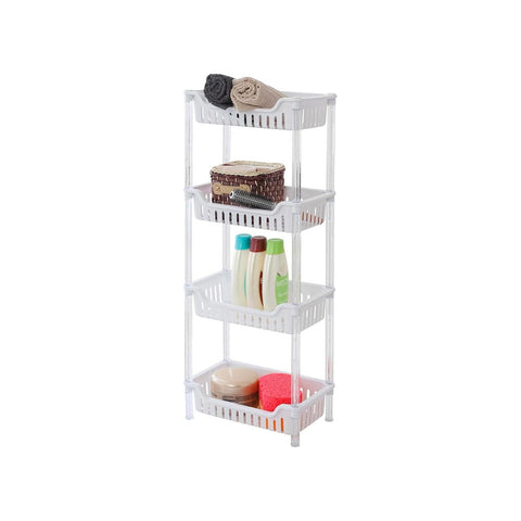 Multifunctioneel opbergrek met 4 legplanken van wit kunststof 31,2x82,5x19cm