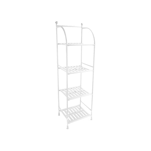 Opbergrek voor de badkamer met 4 etages van wit metaal 33,5x116x27,5cm