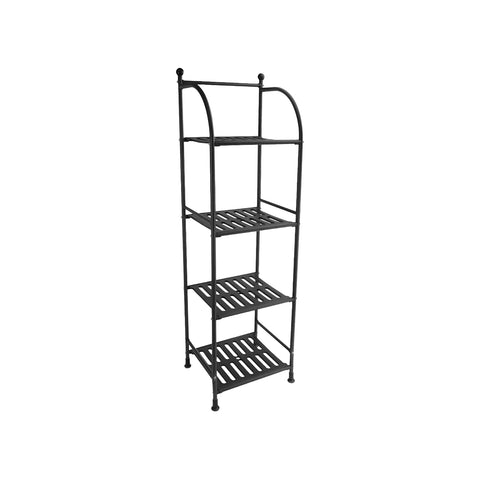 Opbergrek voor de badkamer met 4 etages van zwart metaal 33,5x116x27,5cm