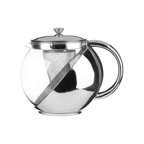 Theepot van glas en staal met theefilter, 1,10 l