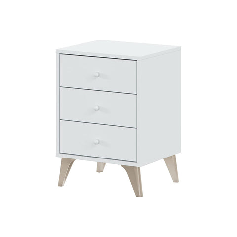 Comodino A 3 Cassetti Bianco 40x33x56cm