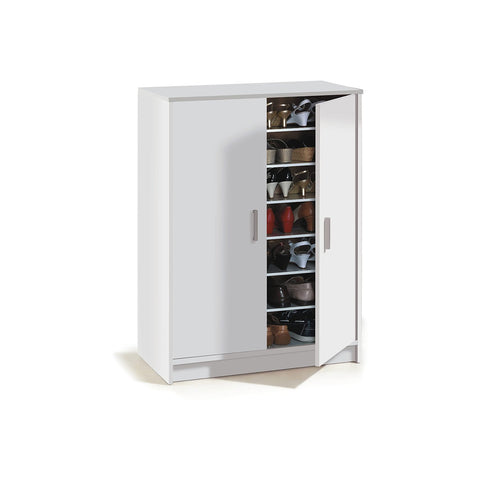 Schoenenkast met 2 deuren, wit, 75x35x101cm