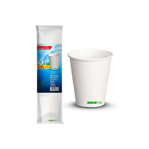 Set van 50 biologische papieren waterbekers 210 ml