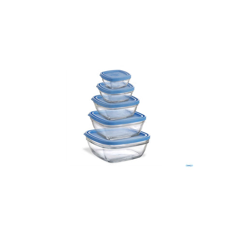 Set van 5 kommen met deksels van 9, 11, 14, 17 en 20 cm