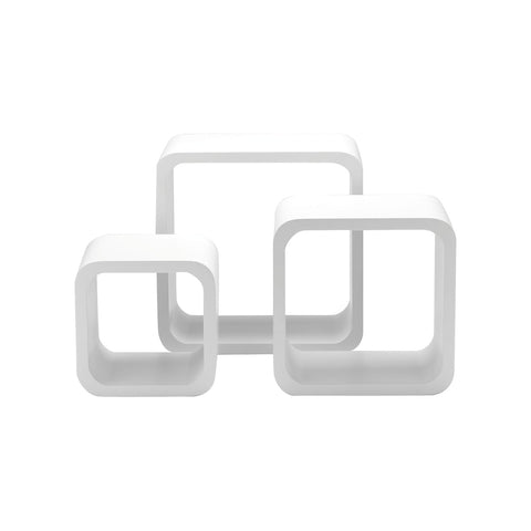 Set van 3 witte vierkante wandplanken