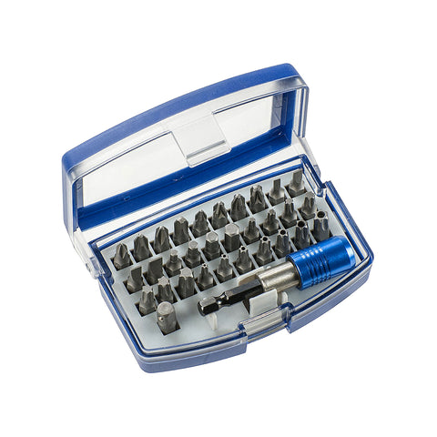 Set van 32 chroomstalen bits met etui