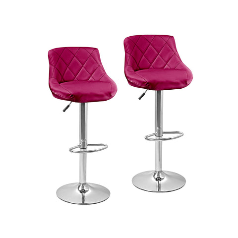 Set van 2 barkrukken voor bar en keuken van bordeauxrood kunstleer