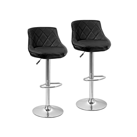 Set van 2 barkrukken voor bar en keuken van zwart kunstleer