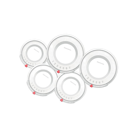 Set van 5 deksels met datumfunctie