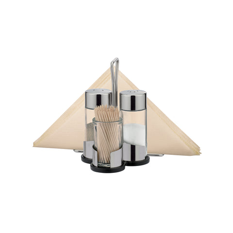 4-in-1-set met standaard van glas en staal