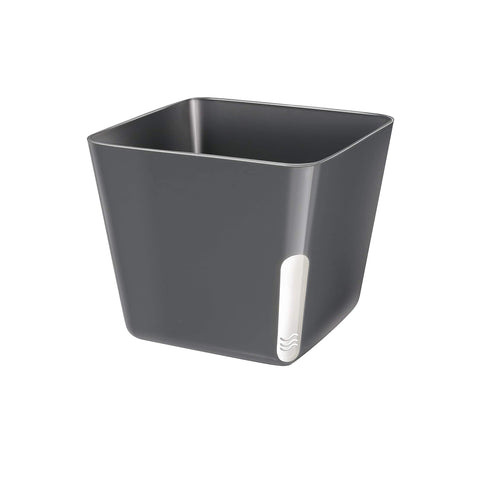 Vierkante metalen plantenpot zwart 13x11 cm