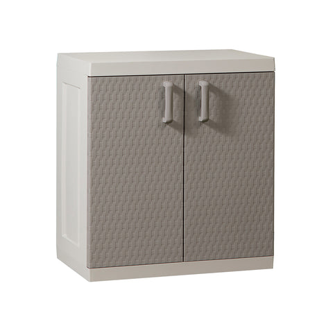 Lage Mega Rattan-kast lichtgrijs/taupe