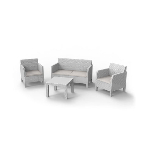 Set met 2 fauteuils en bijzettafel, wit