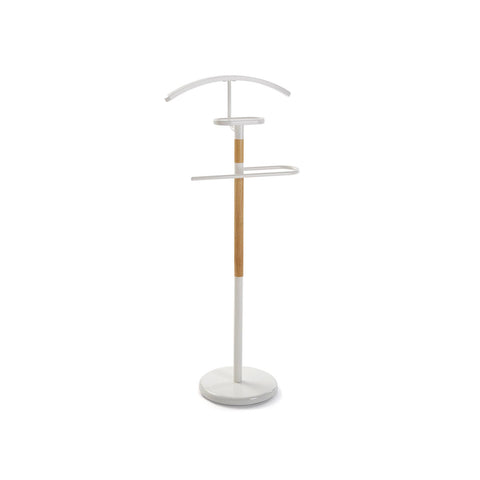 Kapstok van metaal en hout, wit