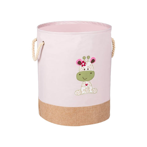 Kids-wasmand van 63 l met giraffenprint en 2 roze touwgrepen