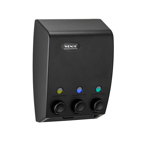Zwarte wandzeepdispenser met 3 vakken 450 ml