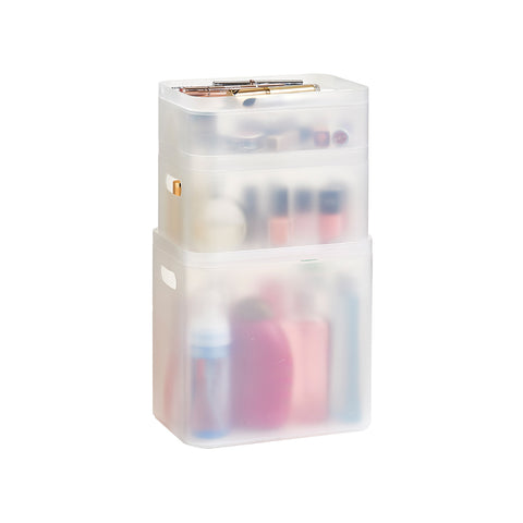 Set van 3 transparante cosmeticatasjes