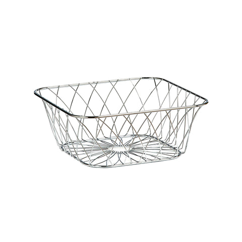 Vierkante metalen chromen fruitmand voor de keuken, elegant en praktisch