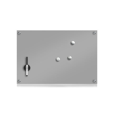 Glazen memobord grijs 60x40 cm