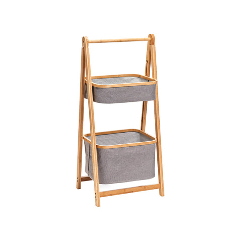 Rek met grijze manden van bamboe/polyester