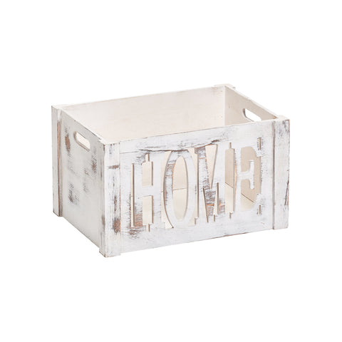 Scatola Organizer In Legno Bianco 35x25x20cm