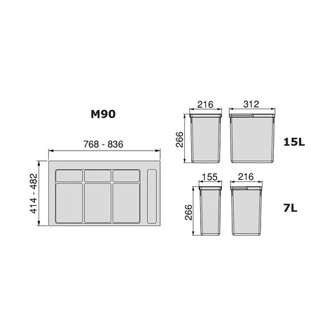 immagine-3-emuca-set-4-pattumiere-raccolta-differenziata-per-cassetti-26cm-con-base-90cm-715l-ean-8432393007595