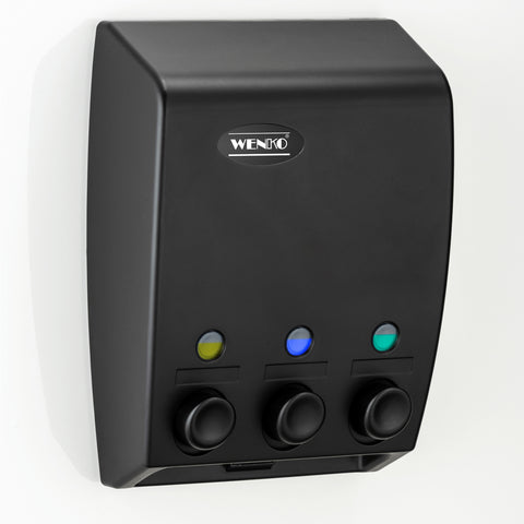 immagine-4-wenko-dispenser-sapone-con-3-scomparti-nero-450ml-ean-4008838287699