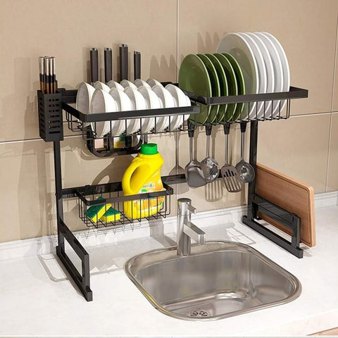 immagine-5-five-simply-smart-organizer-a-2-livelli-per-lavello-con-scolapiatti-in-metallo-nero-ean-3560238703014