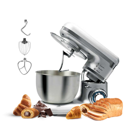 Deegmixer 1000 W met roestvrijstalen kom van 4,5 l, 8 snelheden en 3 accessoires inbegrepen